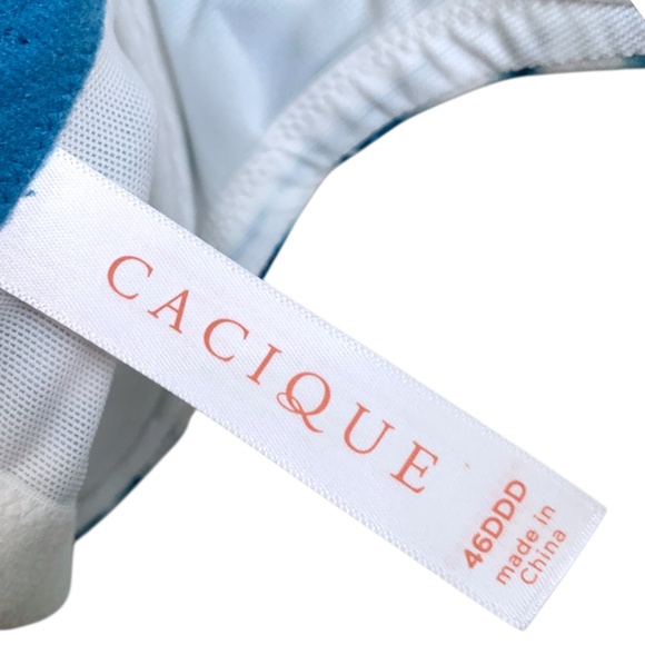 NWT Cacique Bra Sz 46DDD Aqua White Teal Lightly Lined Balconette Lane Bryant - Picture 7 of 9